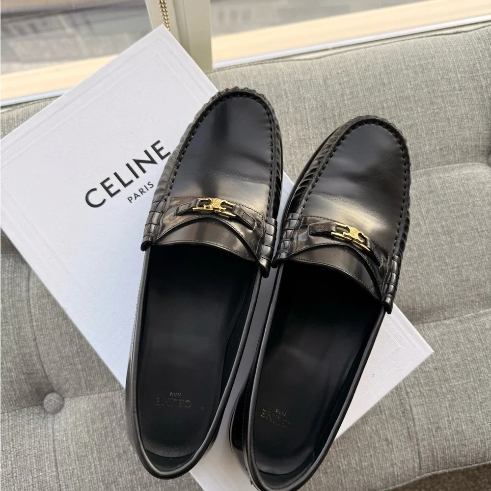 Celine Men's Elegant Black Slip-On Loafers - Picture 3 of 6